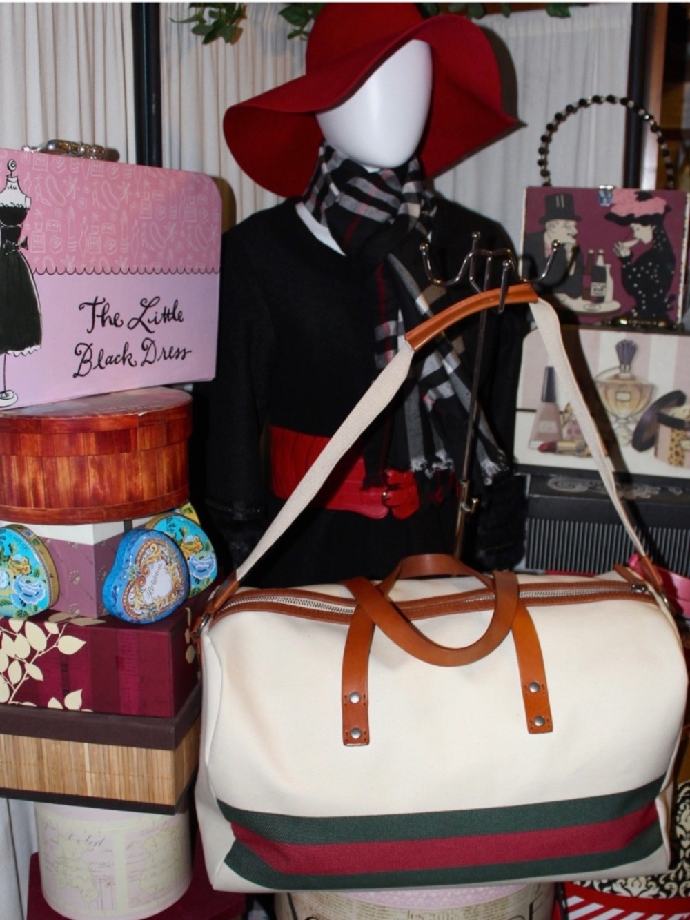 GUCCI RED & GREEN WEB STRIPE LARGE DUFFLE BAG! (2-WAY) - Picture 4 of 16
